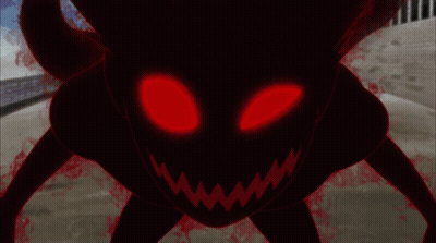 Silhouette Monster With Red Eyes And Sharp Teeth GIF