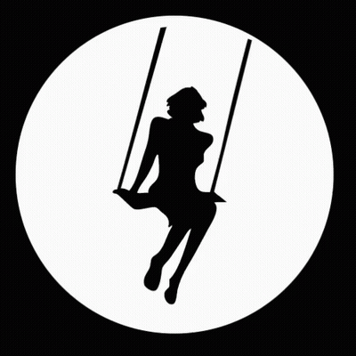 Silhouette Of A Woman Sitting On A Swing In A White Circle GIF