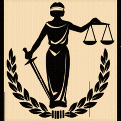 Silhouette Of Lady Holding Scales And Sword GIF