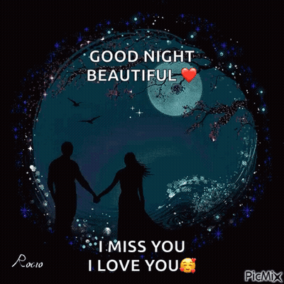 Silhouette Of Man And Woman Holding Hands Good Night Beautiful I Miss You I Love You GIF