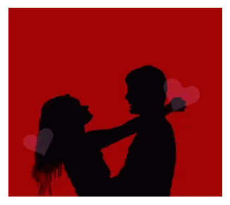 Silhouette Of Man And Woman Kissing I Love You Sticker