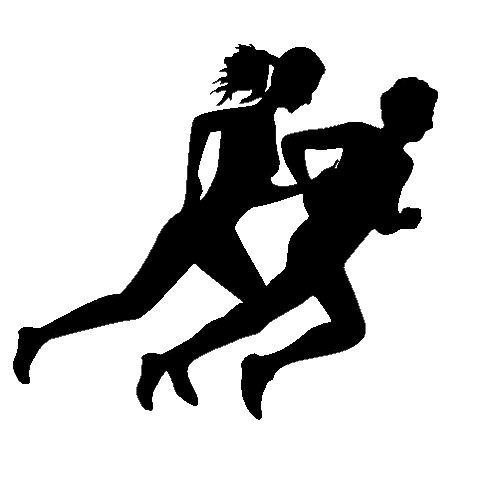 Silhouette Of Man And Woman Running Sticker