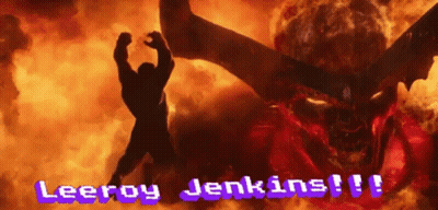 Silhouette Of Man Facing Demon Leeroy Jenkins GIF