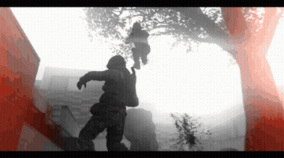 Silhouette Of Man Holding Another Man's Hand In Video Game GIF