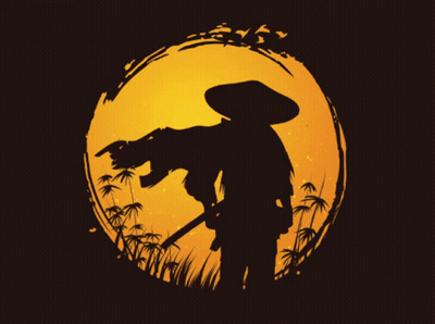 Silhouette Of Man Holding Gun At Sunset GIF
