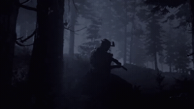 Silhouette Of Man In Dark Forest GIF