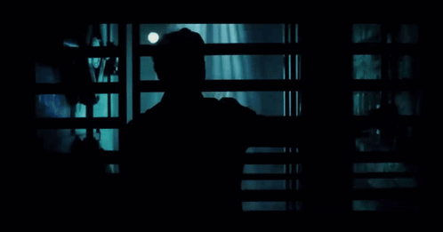 Silhouette Of Man In Dark Room Looking Out Window GIF
