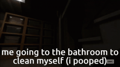 Silhouette Of Man In Dark Room Saying He Going To The Bathroom To Clean Myself GIF