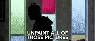Silhouette Of Man In Front Of Window Saying Unpaint All Of Those Pictures GIF