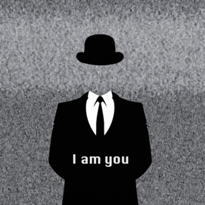 Silhouette Of Man In Suit And Top Hat Saying I Am You GIF
