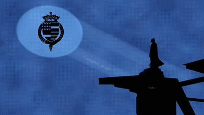 Silhouette Of Man On Building With Full Moon GIF