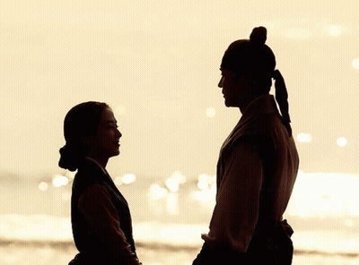Silhouette Of Man Touching Woman's Forehead GIF