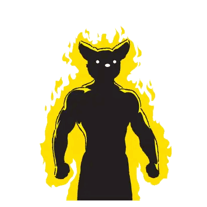 Silhouette Of Man With Yellow Flames Sticker