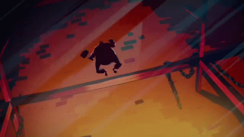Silhouette Of Person Hanging From Rope In Dark Room GIF