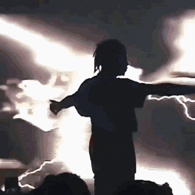 Silhouette Of Person In Lightning Storm GIF