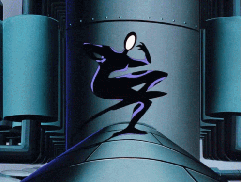 Silhouette Of Person With White Face On Metal Cylinder GIF