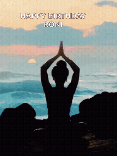 Silhouette Of Woman In Lotus Position Happy Birthday Roni GIF