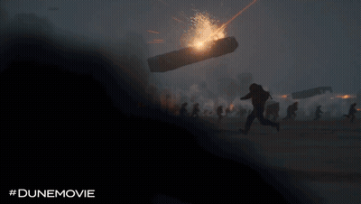 Silhouette Person In Front Of Wall Of Flames #Dunemovie GIF
