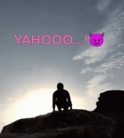 Silhouette Person Sitting On Rock With Yahoo GIF