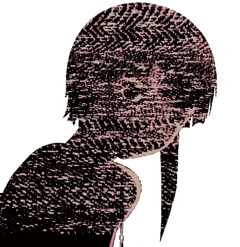 Silhouette Person With Pink And Black Hair Sticker