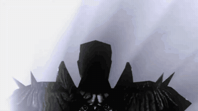 Silhouette Person With Spiked Arms And Shield Head GIF