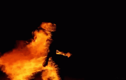 Silhouette Walking On Fire  GIF