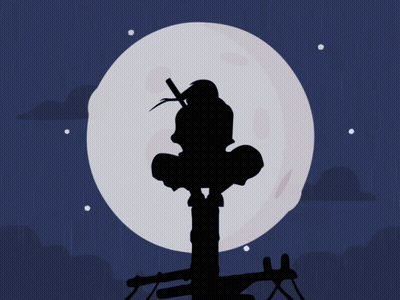Silhouette With Sword In Front Of Full Moon GIF