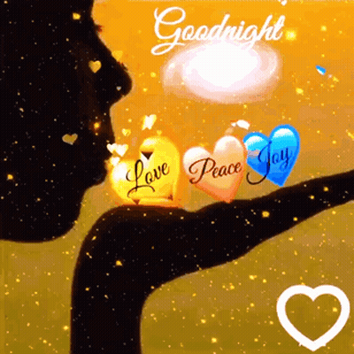 Silhouette Woman Blowing Kiss With Hearts GIF