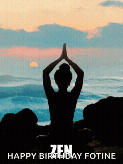 Silhouette Woman Lotus Zen Happy Birthday Fotine GIF