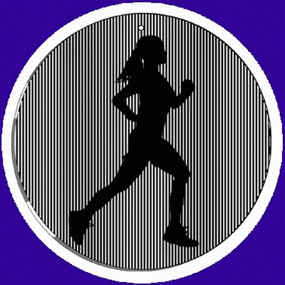 Silhouette Woman Running Circle Blue Background GIF