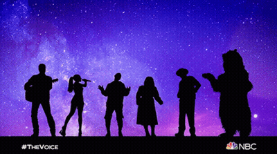 Silhouetted Group Against Starry Sky With NBC Logo GIF