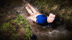 Silly Guy Swim In Shallow Water GIF