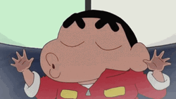 Silly Shin Chan Kissing A Window GIF