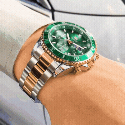 Silver And Gold Watch Saying O'clock GIF