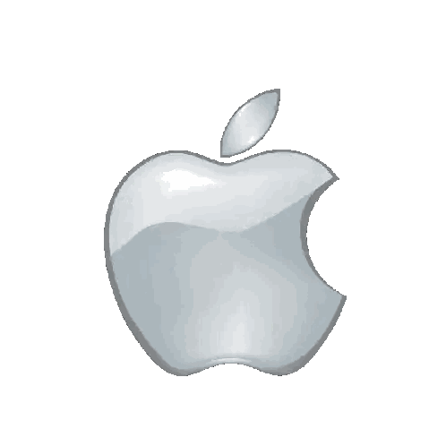 Silver Apple With Leaf Sticker