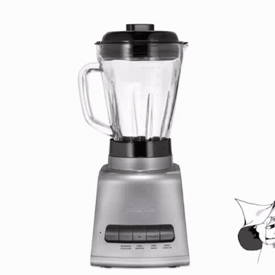 Silver Blender With Witch On Front GIF