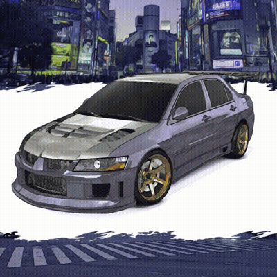 Silver Car Parked In Front Of Tokyo Sign GIF