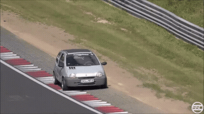 Silver Car With License Plate FSL NB8 On Race Track GIF