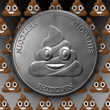Silver Coin With Embedded Poop Emoji