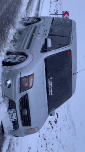 Silver Ford Van With T-Rkich Winter Racing Sticker GIF