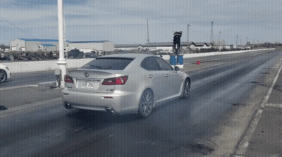 Silver Lexus Driving On Race Track With License Plate 058 Psa GIF