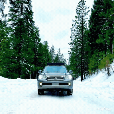 Silver Lexus Parked On Snowy Road GIF
