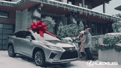 Silver Lexus With Red Bow GIF