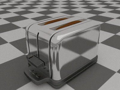 Silver Toaster On Checkered Floor GIF