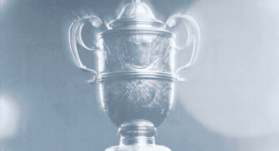 Silver Trophy With Blue Floral Design GIF