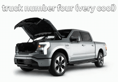 Silver Truck With Hood Up Truck Number Four Very Cool GIF