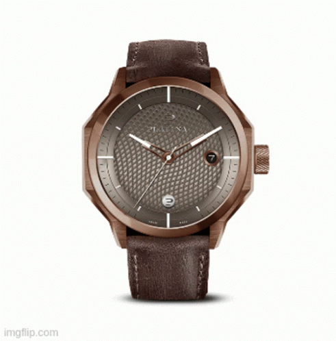 Silver Watch With Black Band And Number 7 GIF