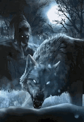 Silver Werewolf Full Moon Shining GIF