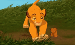 Simba Catching A Mole With Happy Face GIF