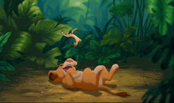Simba Play Timon Like A Yoyo GIF